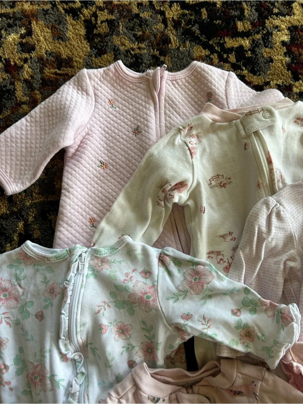 Soft Pink and Pastel Baby One-Piece Sleepers - Pack of Assorted Prints